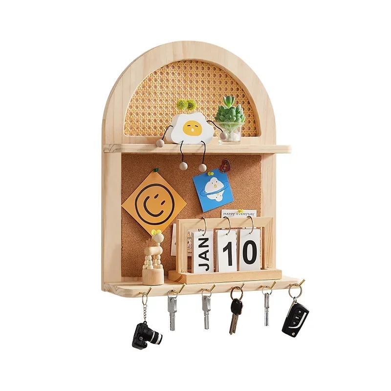 Доска для сообщений из цельного дерева 2-уровневые веерообразные полки ротанга