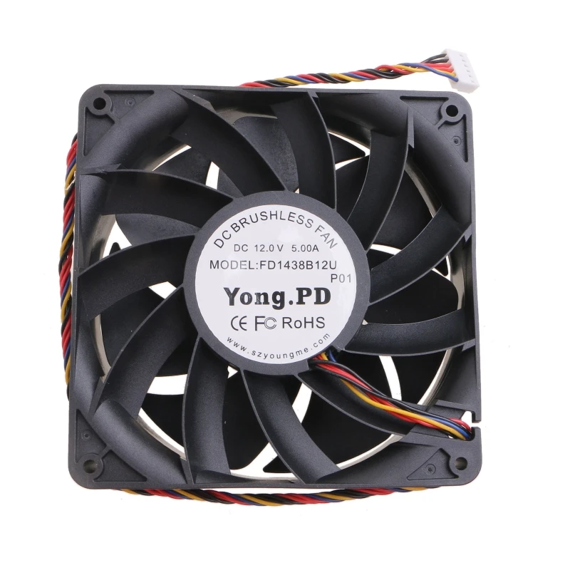 FD1438B12U мощный тихий охлаждающий вентилятор 6 контактов 140x140x38 мм 6000 об/мин для