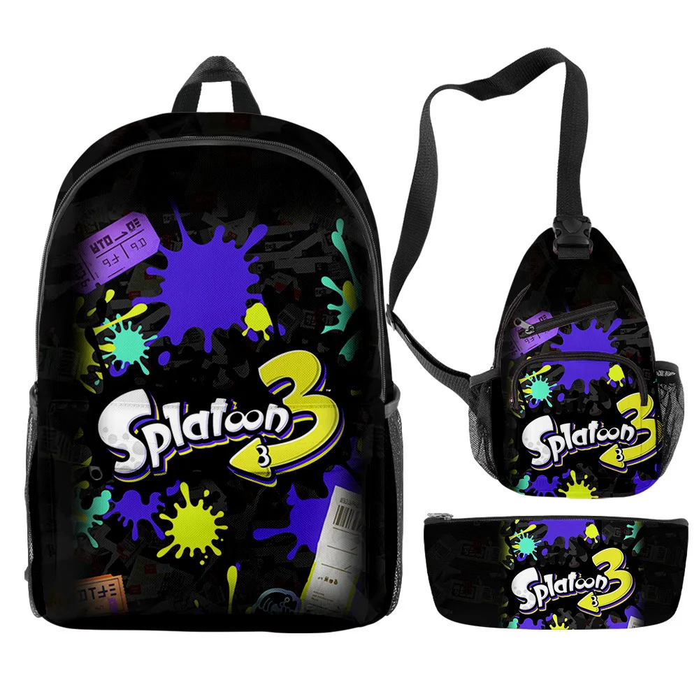 2022 Unique School Bag WAWNI Splatoon 3 Backpacks 3 Pieces Sets handbags + Pencel case + Student Bag