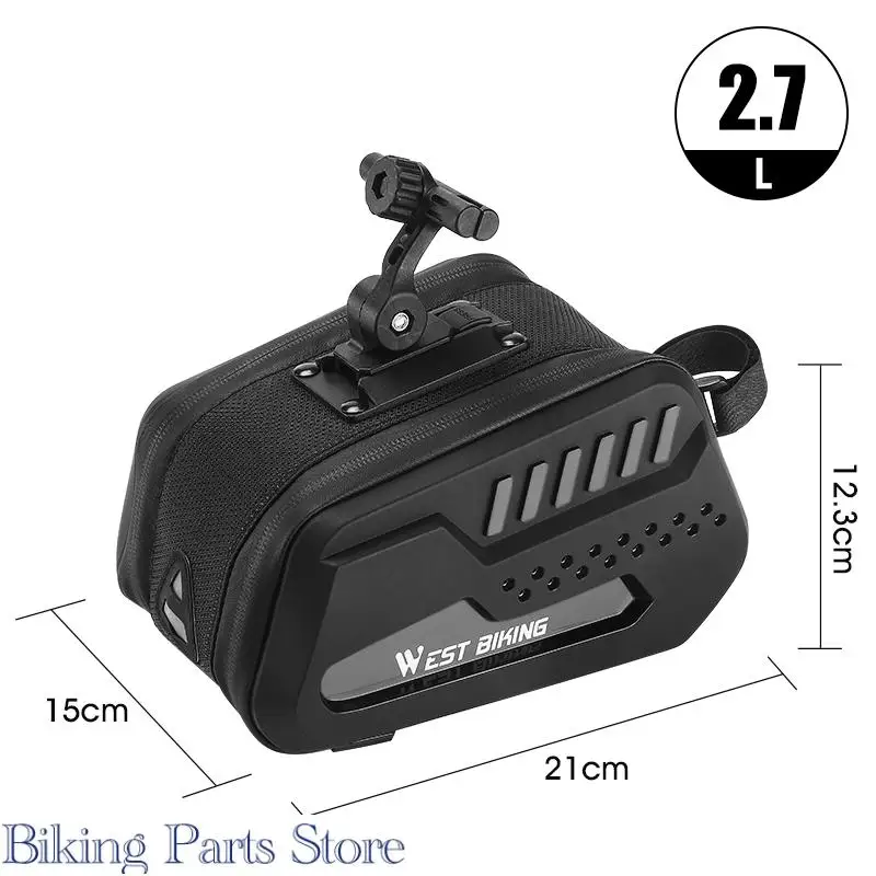 

WEST BIKING Waterproof Hard Case Saddlebag For Bicycle Double Pouch Quick Release Bike Seat Tail Bag 1.8-2.7L Cycling Tool Box