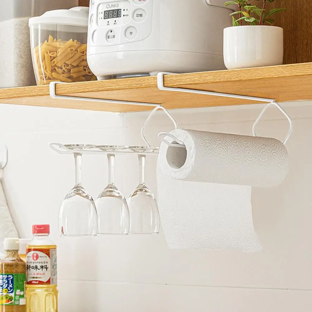 Holders Non-punching Towel Roll Holders Storage Rack For Kitchen Refrigerator Garage Shop