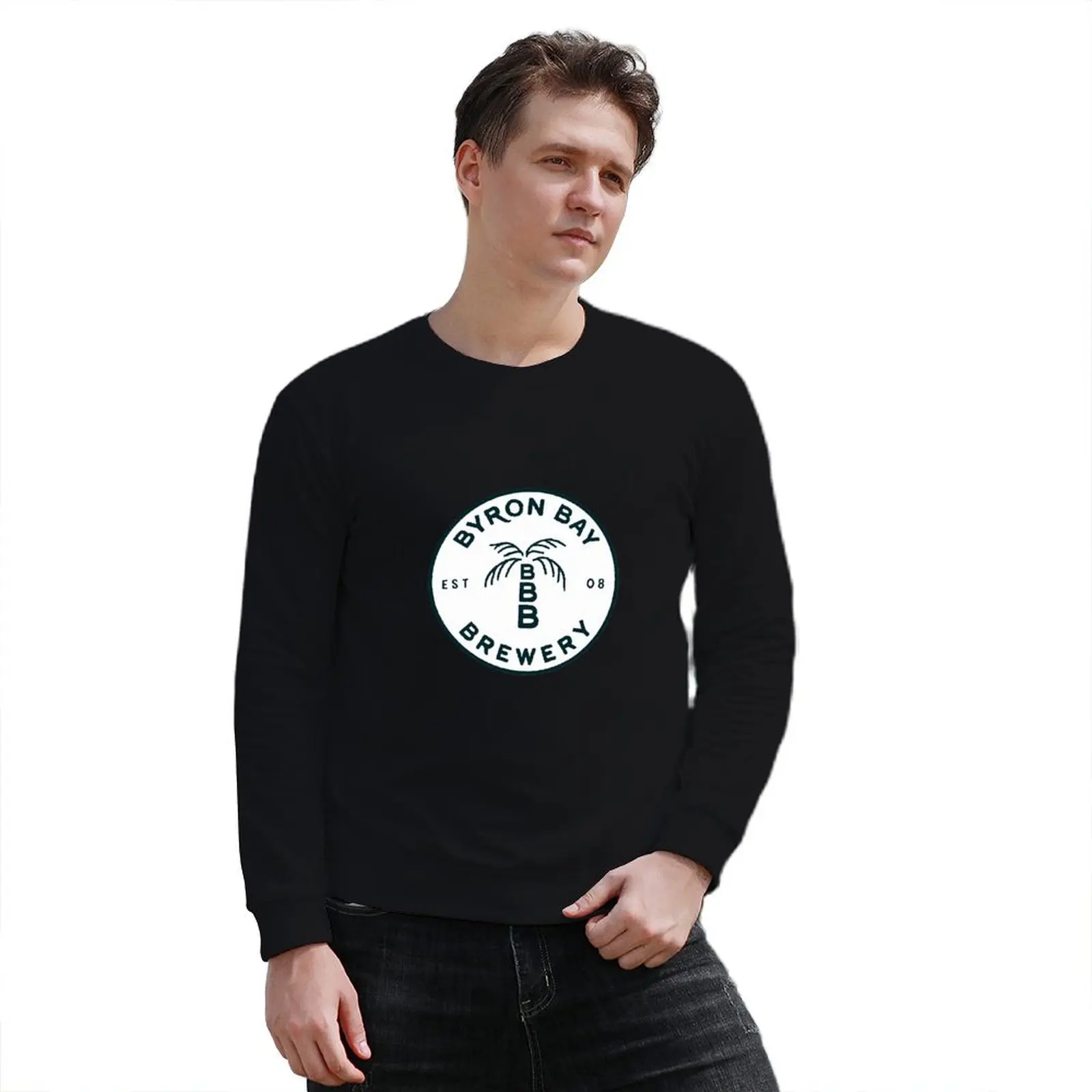 Пуловер с логотипом Byron Bay (белый) Толстовка капюшоном эстетичная одежда мужская