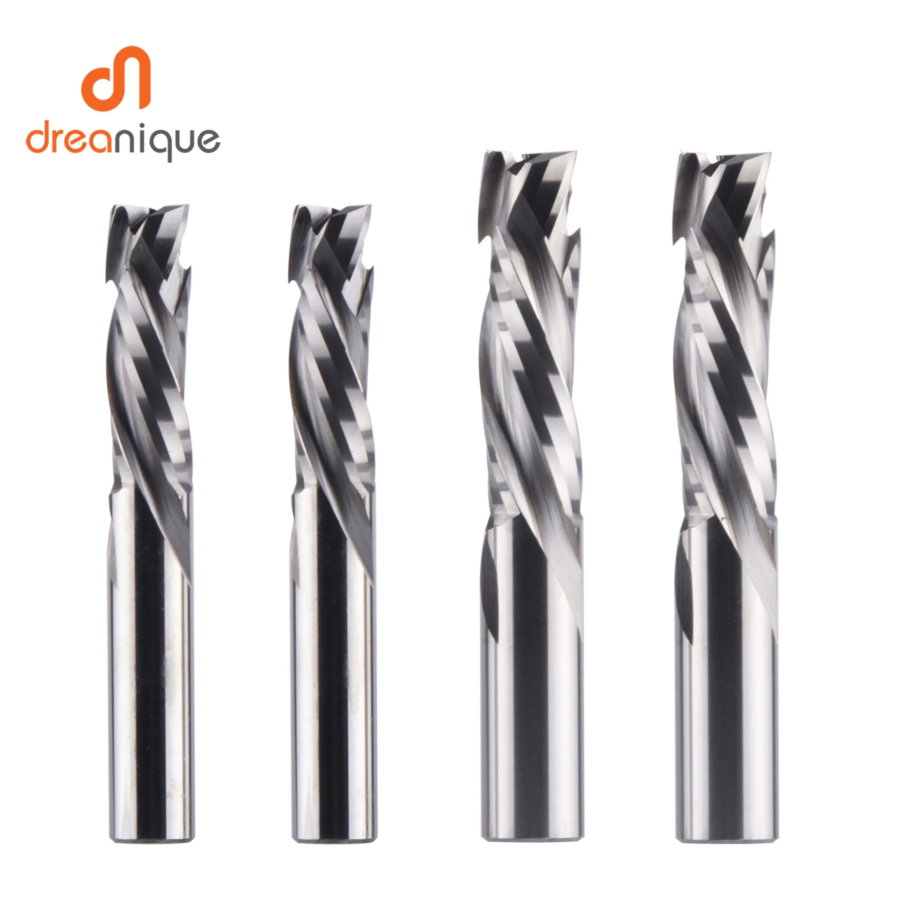 Dreanique Compression Milling Cutter Woodworking Down Cut 3 Flutes Spiral CNC Tool Carbide End Mill Router Bits