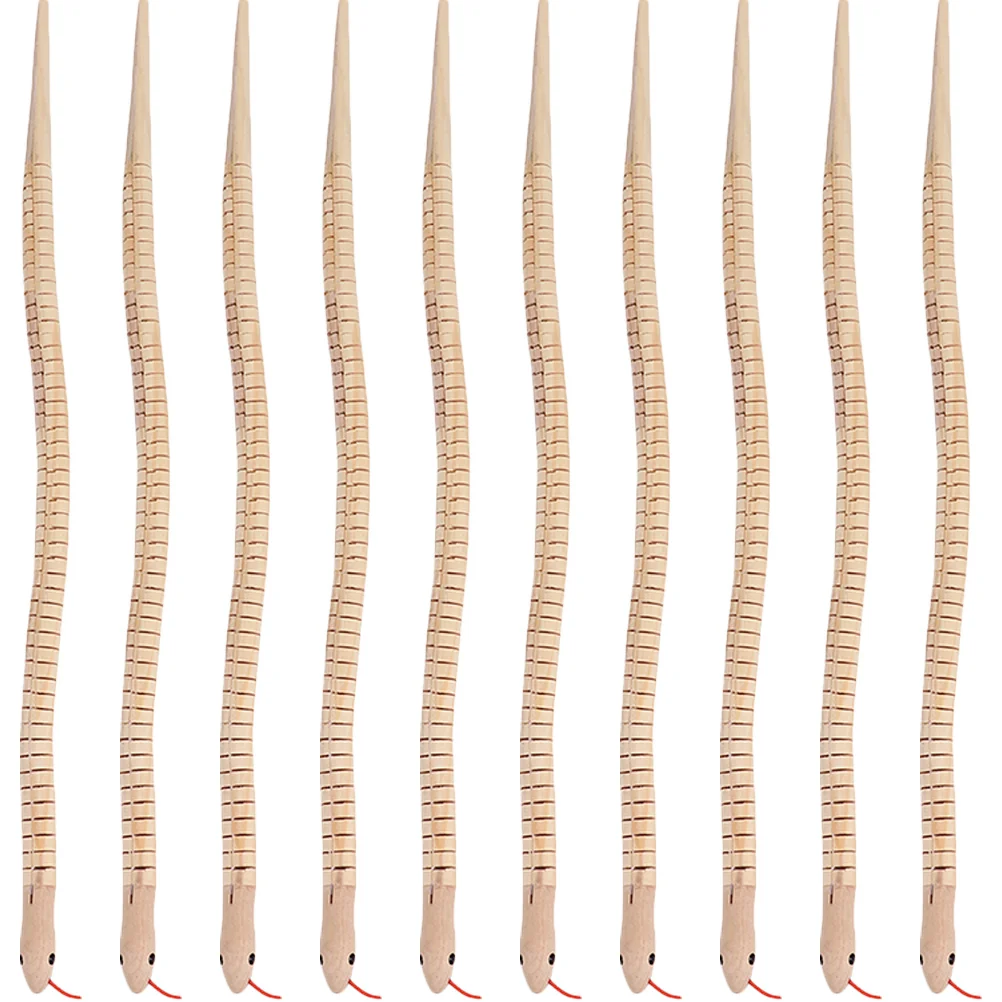 

10 Pcs Toy's Kids Snake Model Decor DIY Wood Round Headed Wooden Learning Realistic Small Children Lovely Plaything