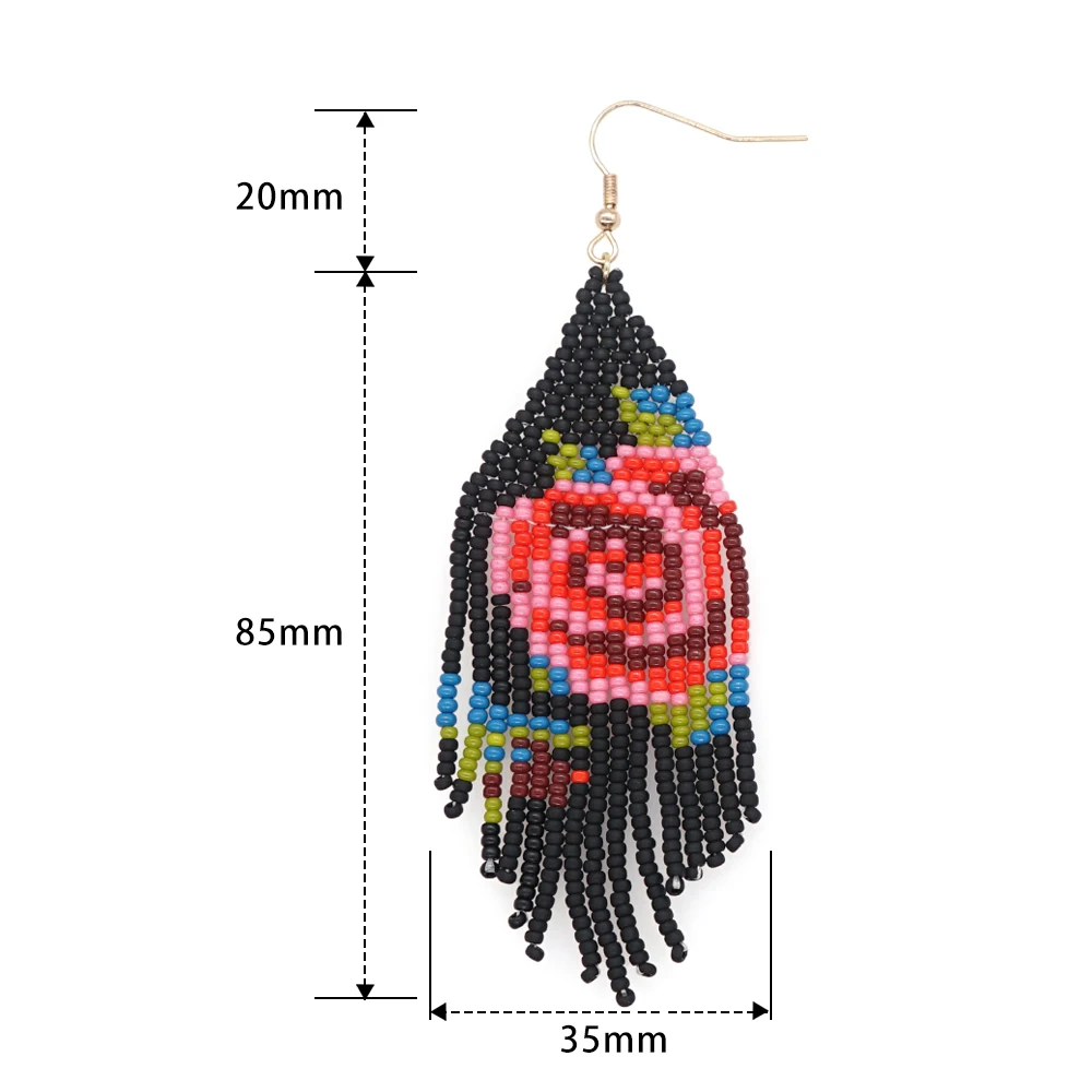 Go2Boho New Arrival Black Classic Rose Hook Earrings Jewelry Woven Miyuki Beads With Tassel Bohemia Earrings For Women images - 6