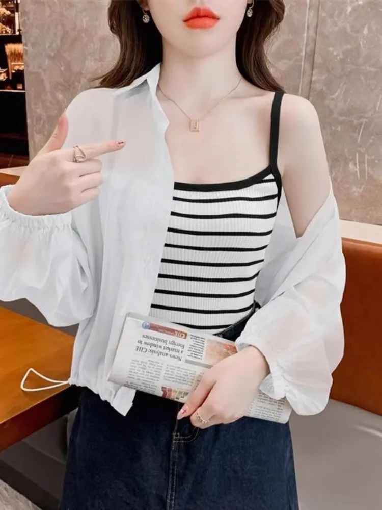 Рубашки для защиты от солнца во французском стиле верхняя одежда Женский Летний