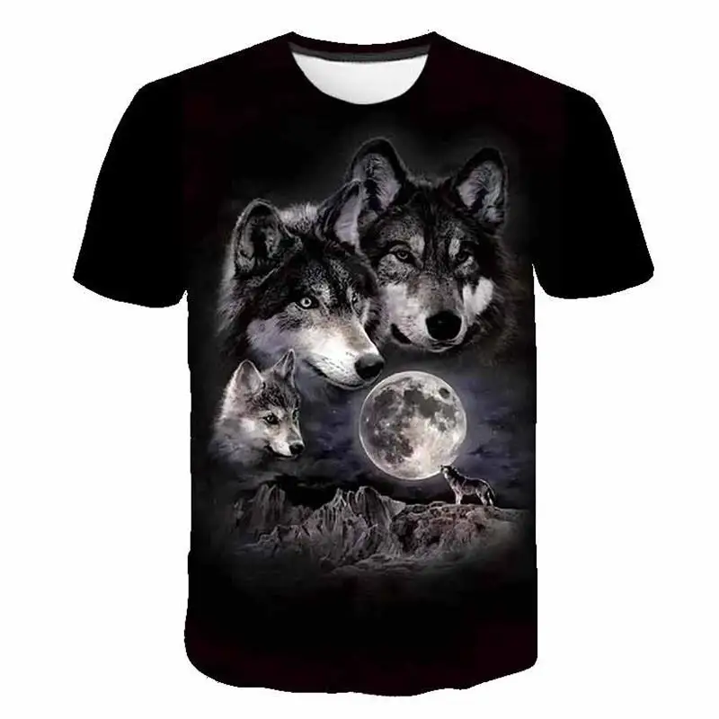 

Unisex Print Wolf T Shirt Cartoon Casual Baby Kids Boys Girls Children Short Sleeve Summer Children Clothing Animal Wolf Print