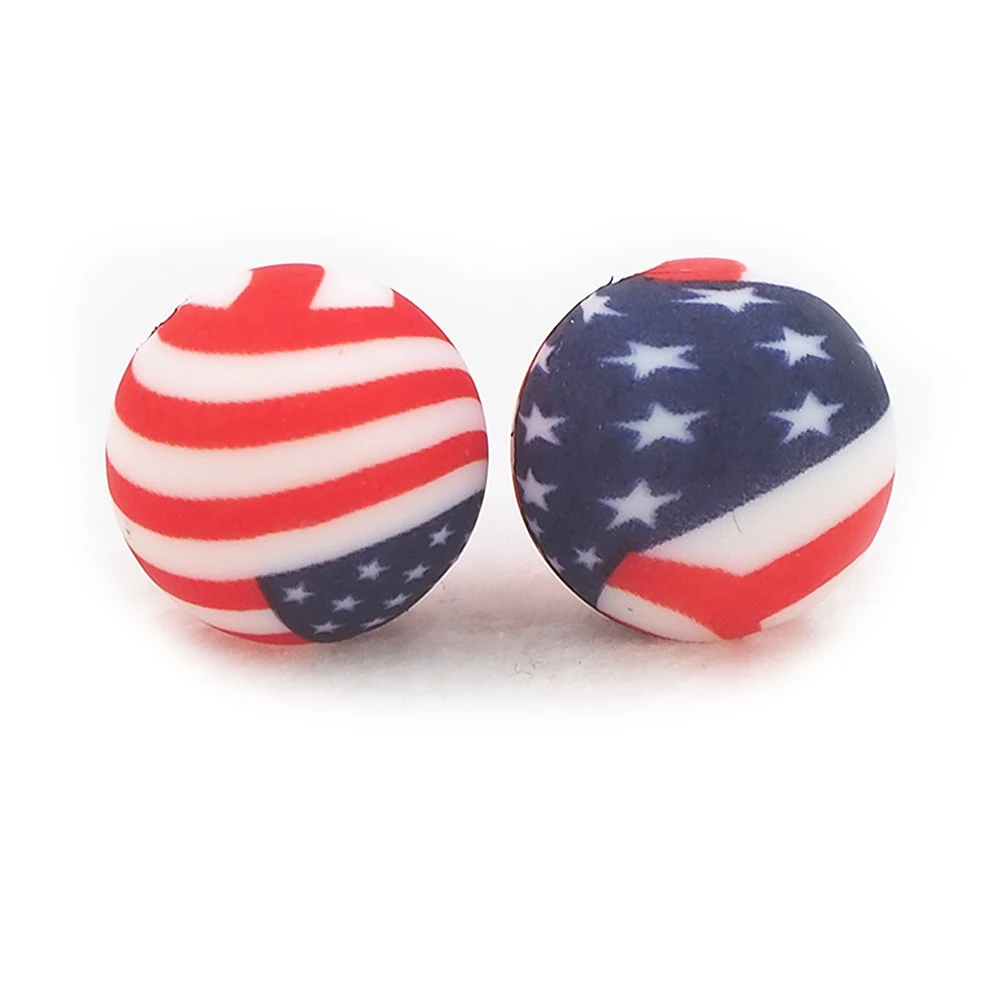 10 шт. силиконовые бусины с принтом в виде флага 15 мм |