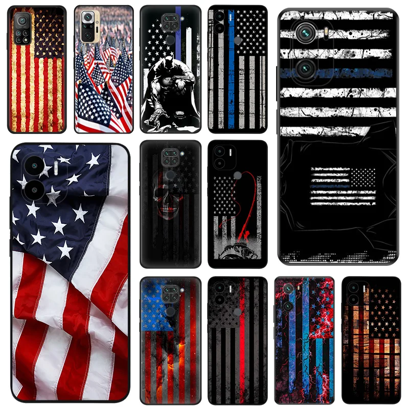 

American flag Soft Phone Cases For Xiaomi Mi 11 Lite 5G NE Ultra 11T 11i 10T 10 Pro Note10 A2 CC9 9T 9 SE 8 Black Matte Cover