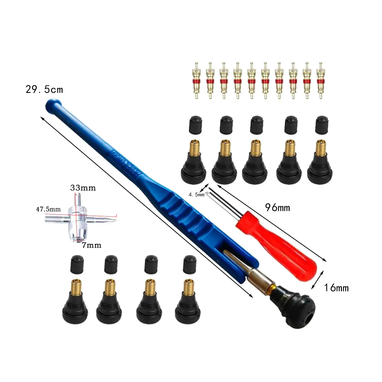 23-компонентный инструмент для удаления сердечника штока клапана шины велосипеда