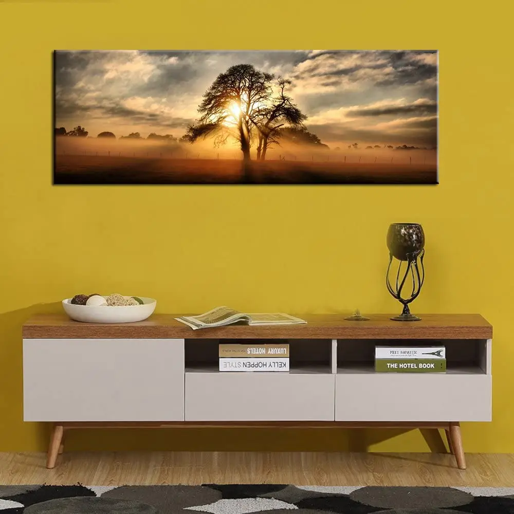 Галерея холст красивый закат панорамный Холст Искусство ночь падение дерево