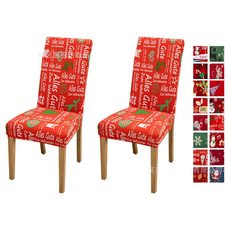

Christmas Printing Dining Chair Covers Modern Removable Anti-dirty Kitchen Seat Case Stretch Chair Slipcovers for Home Banquet