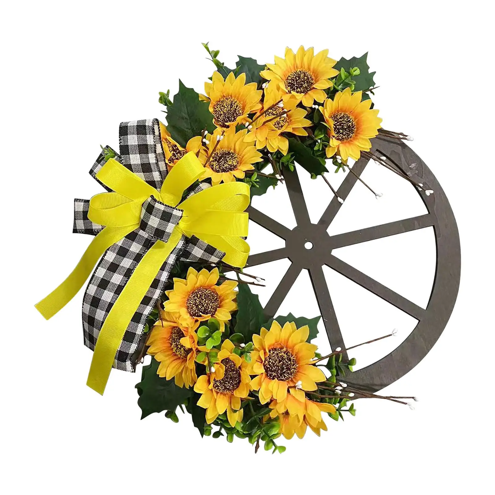 

Sunflower Wreaths Front Door 40cm Silk Flower Wreath Artificial Flowers Wreath for Outside Celebration Farmhouse Props Backdrop