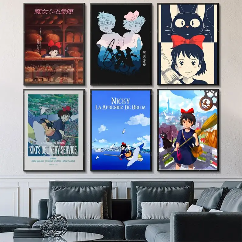 

Kiki's Delivery Service Movie Sticky Posters Decoracion Painting Wall Art White Kraft Paper Aesthetic Art Wall Painting