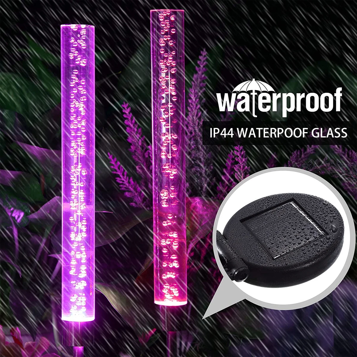 

2pcs Solar Bubble Light RGB Color Charging Solar Stake Light IP44 Waterproof Solar Lawn Lamp Auto ON/OFF Bubble Landscape Decor