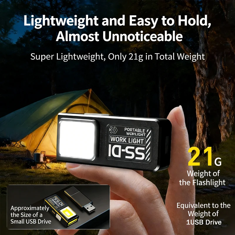 Фото Мини-фонарик F5 LED с USB-зарядкой, EDC-фонарик, мини-фонарь COB, карманный фонарь, водонепроницаемый рабочий фонарь с магнитом №2