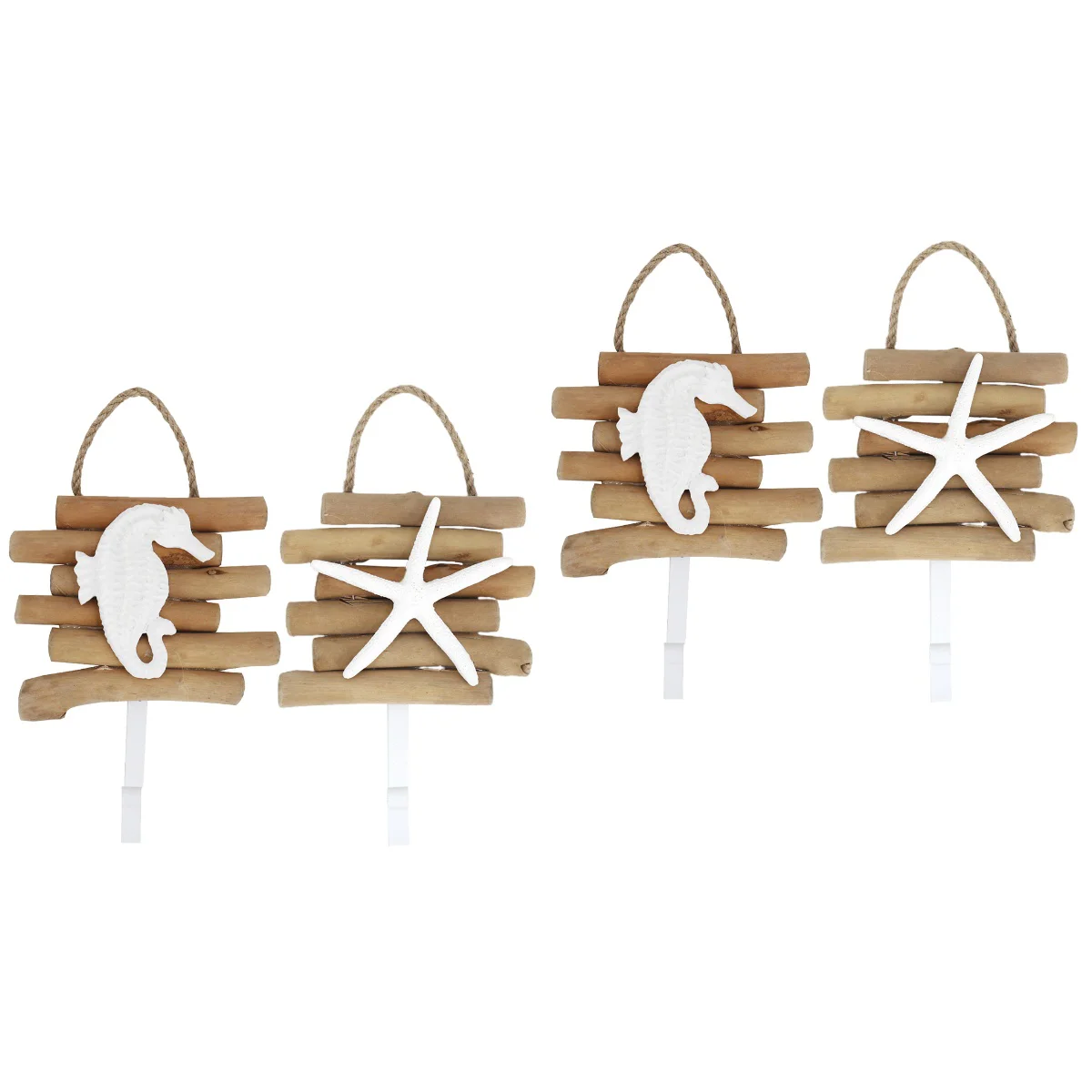 

4 PCS Pastoral Style Wooden Clothing Hook Creative Retro Coat Hat Hook (2 Styles)