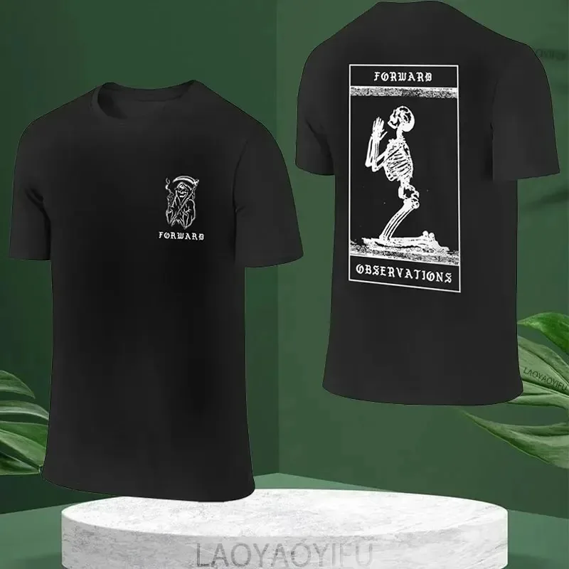 Винтажная Хлопковая Мужская Футболка С Принтом Forward Скелет Молитвенный Дизайн