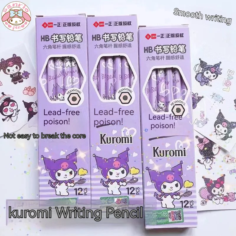 

Sanrio 48pcs Cartoon Pencils Kuromi Pupils Kawaii Stationery Hb Black Writing And Painting School Children Boxed Pens Wholesale