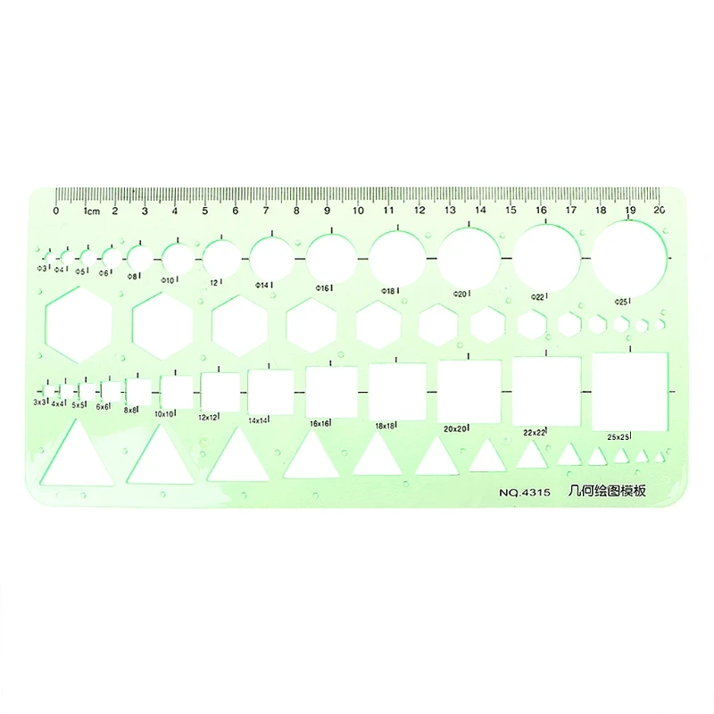 

H7EC Geometric Plastic Circles Squares Hexagons for TRIANGLE Template Ruler Drawing T