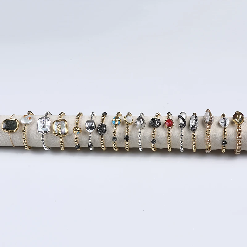 

Женский серебряный позолоченный пластиковый браслет с бусинами