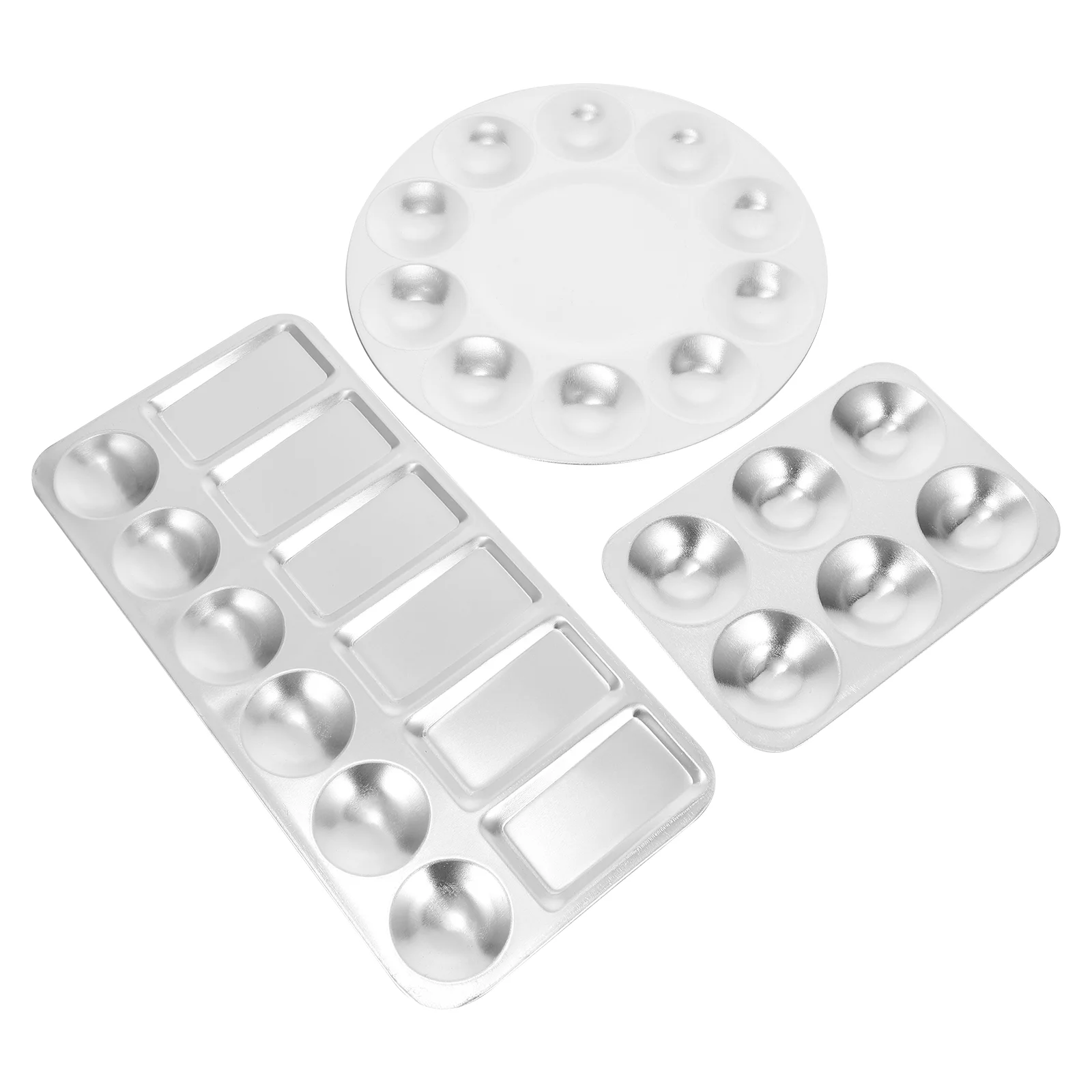 

3pcs Metal Aluminium Portable Durable Pigment Mixing Plate Paint Tray Pigment Tray Gouache Color Mixing Tray