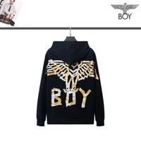 boy london 2022 autumn and winter new loose back bronzing printed letters hooded couple sweater high quality fleece sweater
