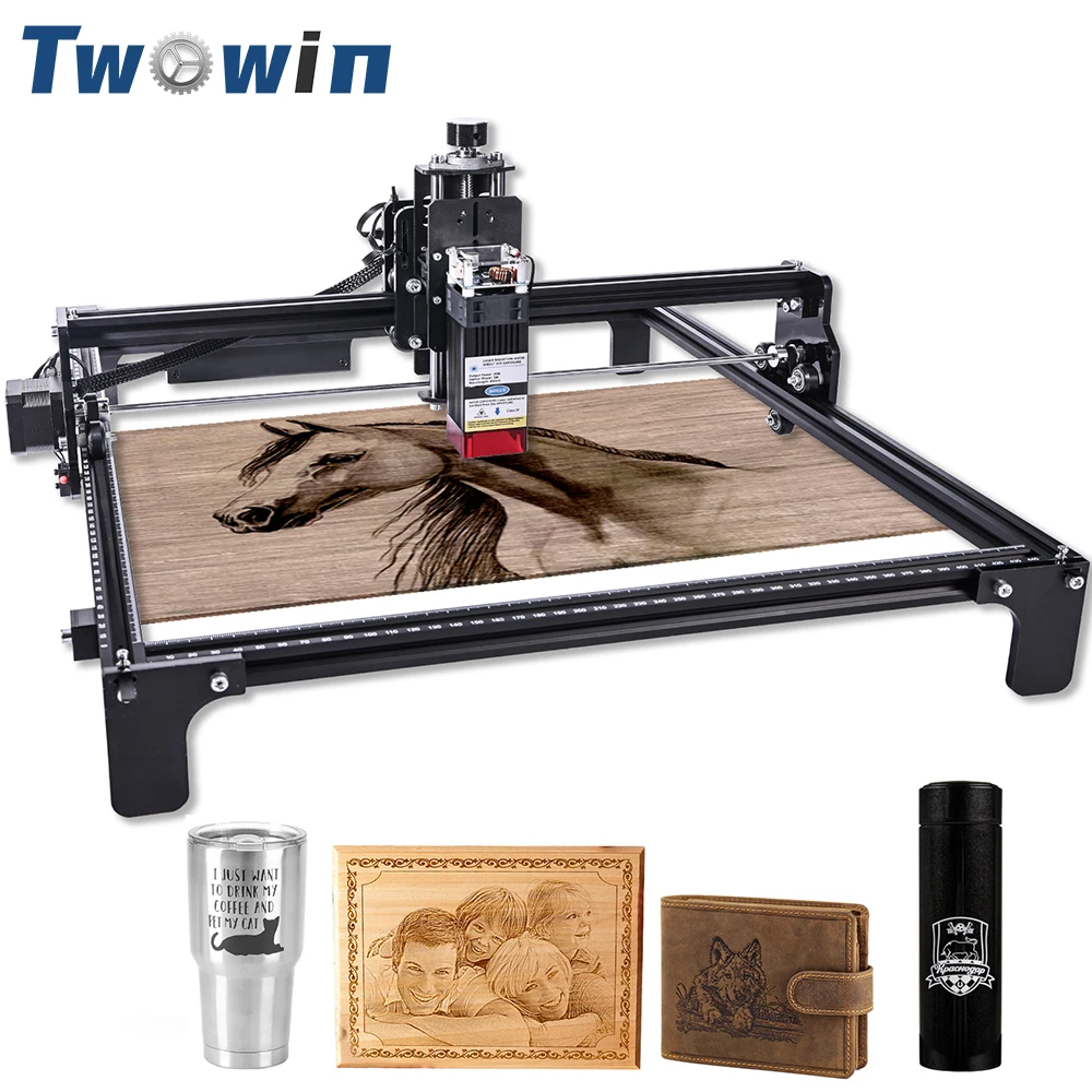 

TWOWIN 2-Axis CNC Laser Cutting Engraving Machine Router DIY Metal GRBL Laser Engraver Cuter Wood Working Tools 42*40cm Assemble
