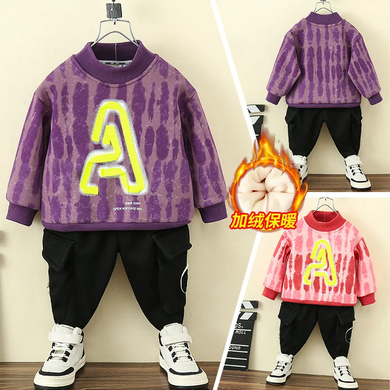 

2-10 лет, детский зимний костюм из толстовки с флисовой подкладкой и брюк