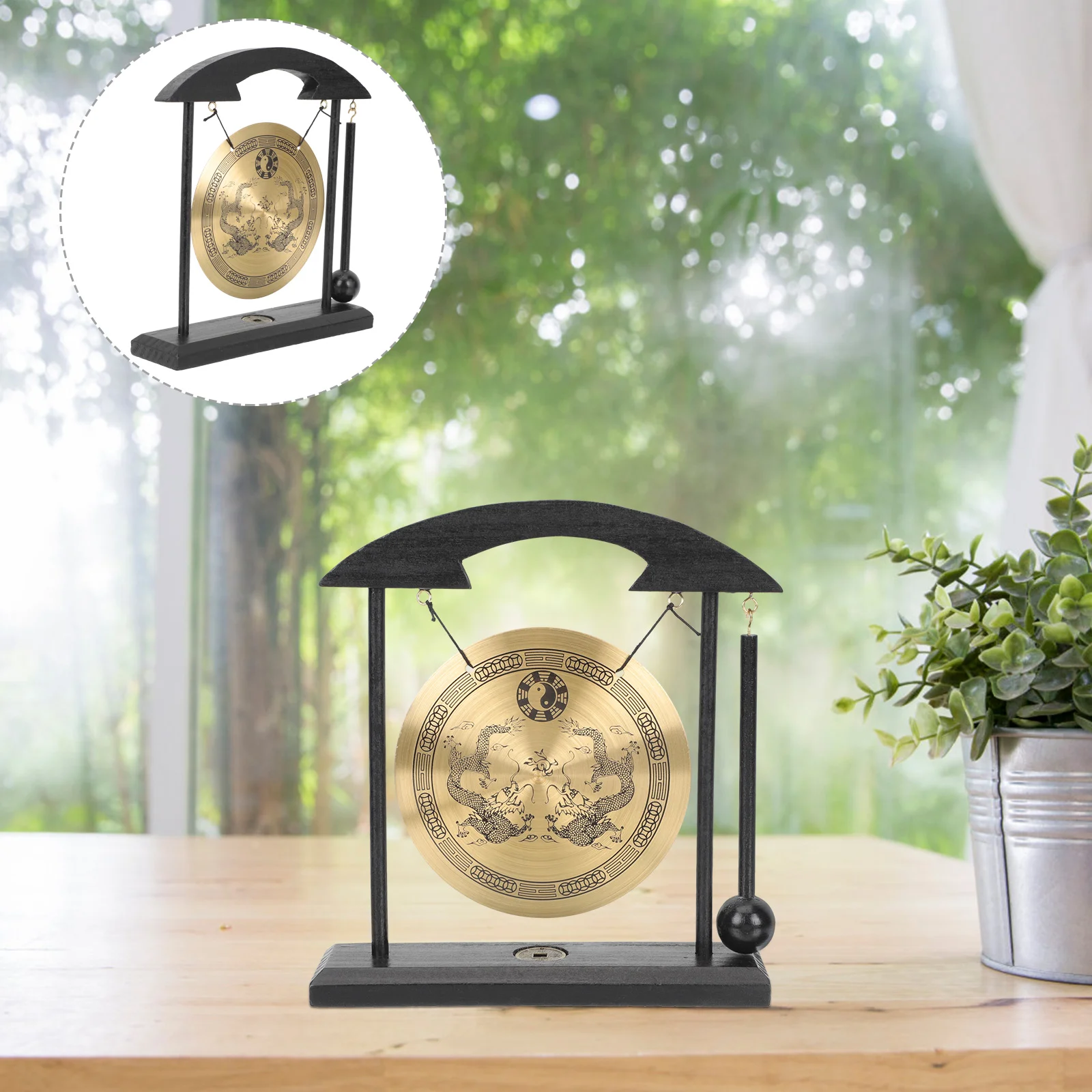 

Gong Chinese Bell Desk Tablemeditation Chime Zen Brass Giftdesktop Ornament Copper Standwind Decor Instrument Dragon Blessing