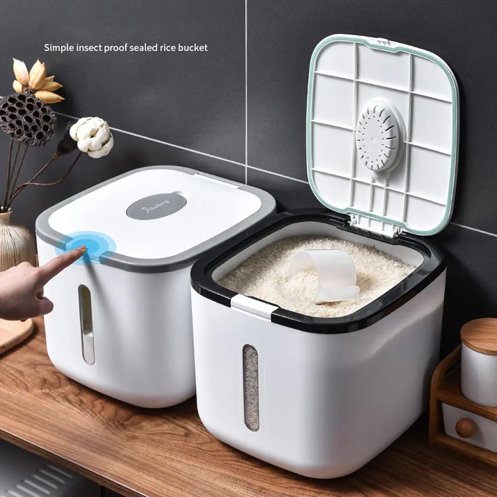 

12kg Rice Storage Box Grain Cereal Dispenser Flip Lid Food Organizer Container Kitchen Storage Sealed Rice Bucket Insect-Proof
