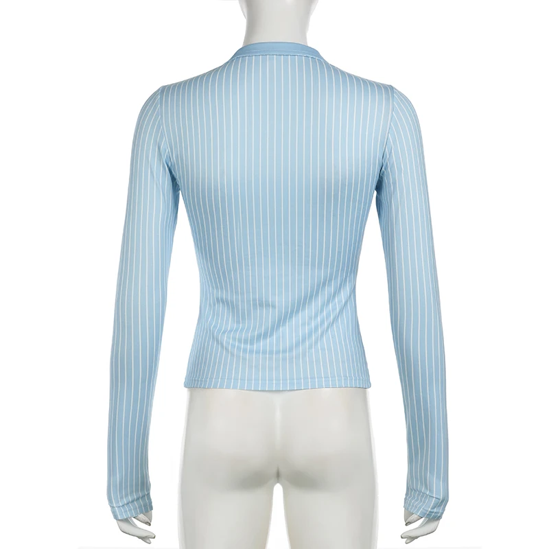 Biikpiik Женская Полосатая Рубашка Повседневная Приталенная Блузка С Длинным