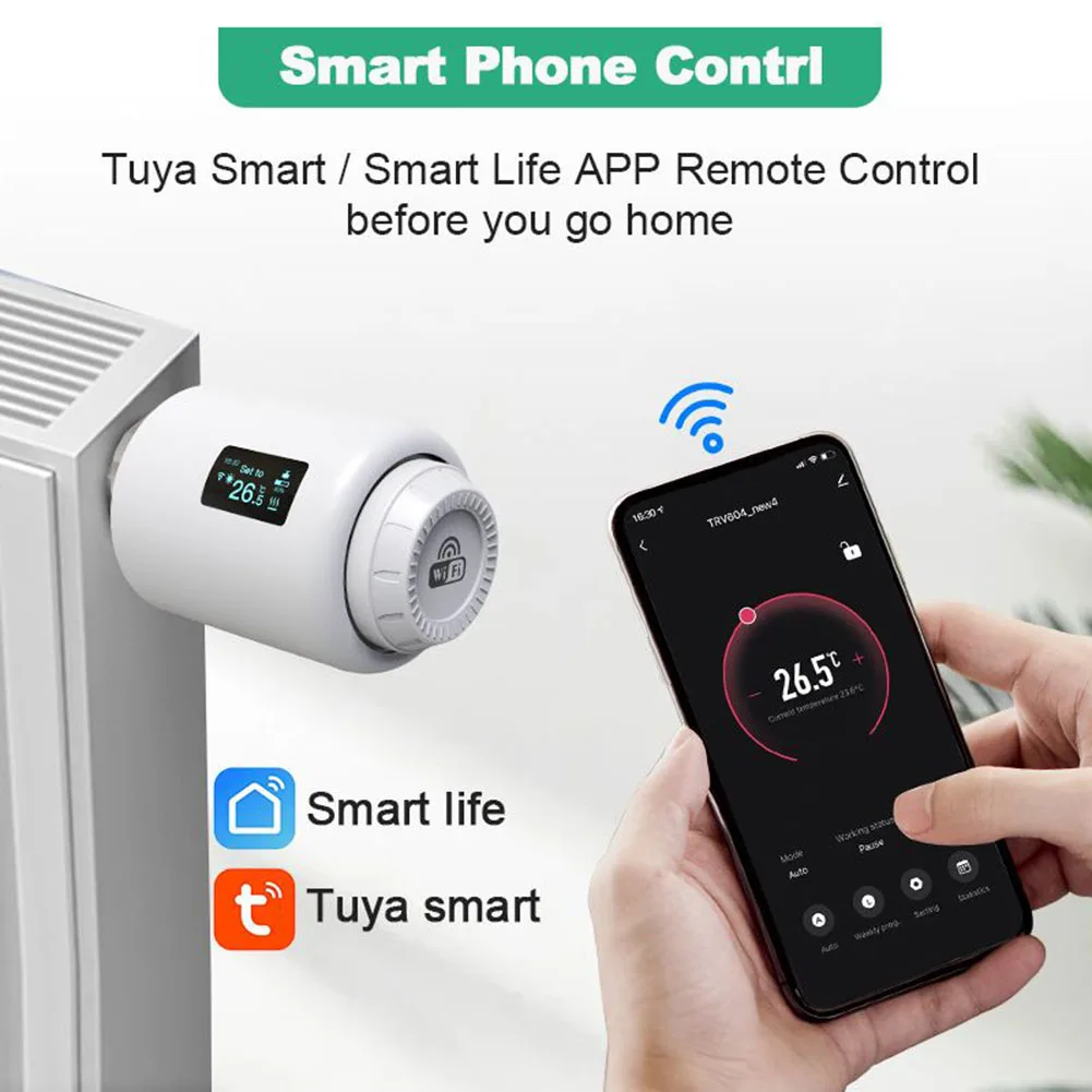 

TRV Wifi Thermostat Smart Thermostatic Head Radiator Valve Actuator Heating Temperature Controller Alexa Controller Smart