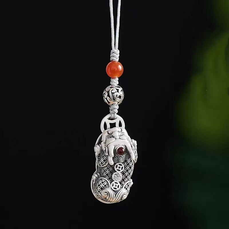 

Sterling Silver Pixiu Mobile Phone Pendant High grade Zuyin Pixiu Caiyuan Nafu Mobile Phone Chain U Disk Pendant Pendant