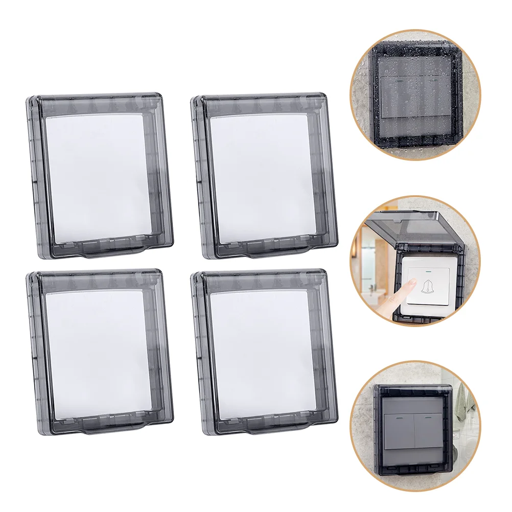 

4 Pcs Protective Cover Switch Waterproof Box Baby Black Sockets Lamp Plug Receptacle Protector