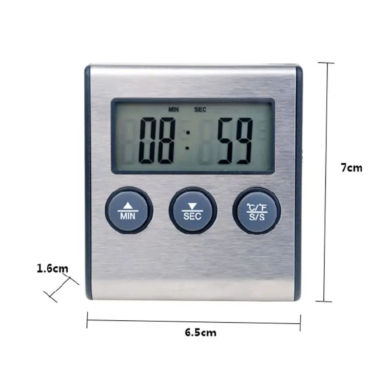 

Цифровой Кухонный Термометр с ЖК-дисплеем, Длинный зонд для гриля, духовки, пищи, мяса, будильник, таймер, измерительные инструменты
