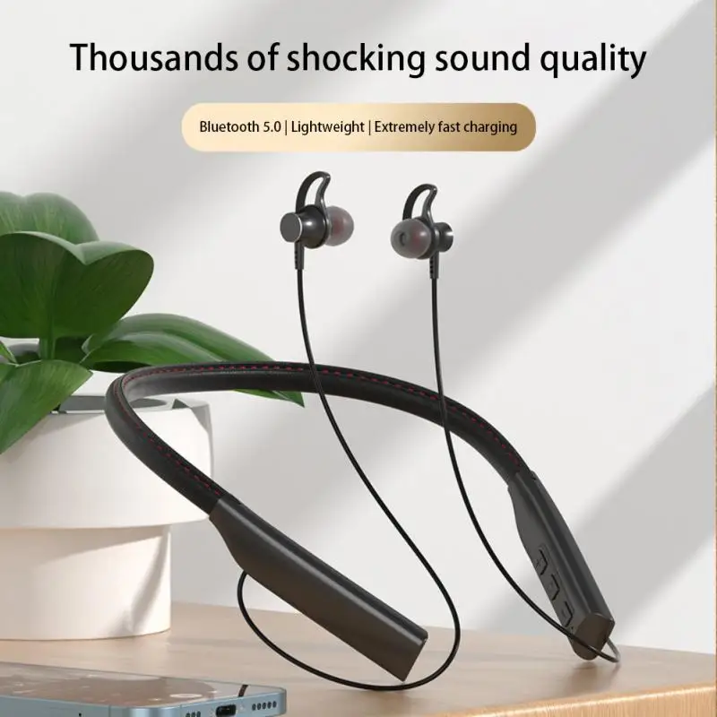 

Hanging Neck Earphones With Microphone In Ear Headset Earphones Sport Wireless Waterproof Headphones Hifi Stereo
