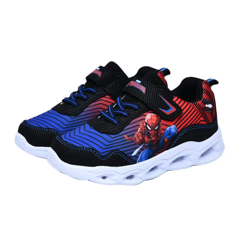 

Disney children's sports shoes boys cartoon Spiderman shoes mesh breathable autumn LED light sneaker luminous shoes