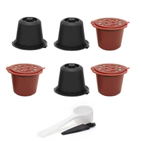 6pcs refillable reusable coffee capsule filter cup capsule pods for nespresso maker machine compatible with nescafe