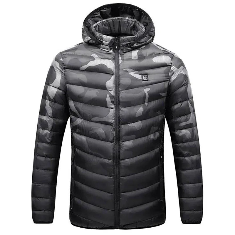 

Мужская зимняя куртка-пуховик с капюшоном и электроподогревом