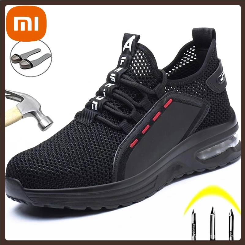 

XIAOMI Breathable Men Work Safety Shoes Anti-smashing Steel Toe Cap Working Boots Construction Indestructible Sneakers Men Shoes