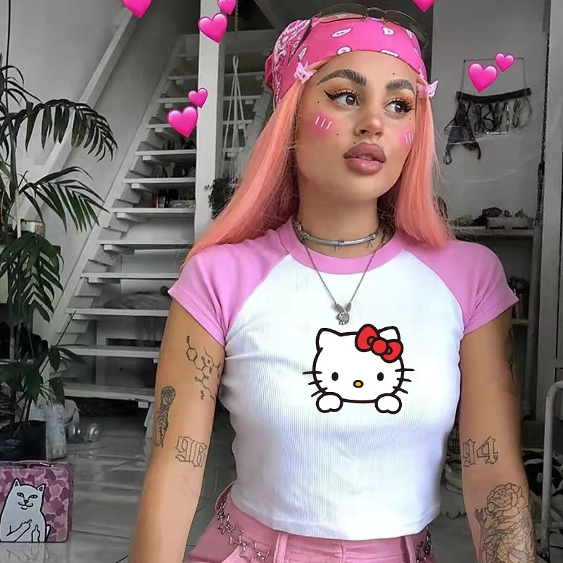 Женская футболка с коротким рукавом и круглым вырезом в европейском