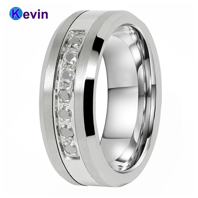 Мужское и женское кольцо из вольфрамовой стали в комбинированном стиле