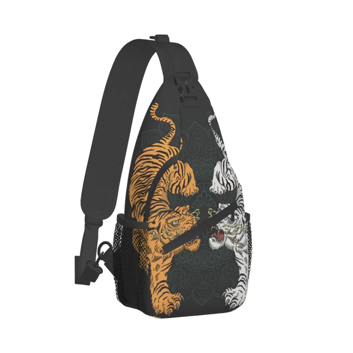 Japanese Style Crossbody Bag Sports Tiger Tattoo Design Wild Animal Chest Bag Unisex Women Man Fashion Shoulder Backpacks Travel