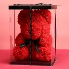 25 см, розовый медведь, День Святого Валентина, красная роза, мишка тедди, роза, цветок, искусственное украшение, подарки на день рождения, подарок на День святого Валентина для женщин