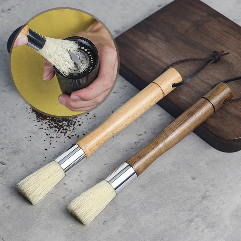 

Coffee Grinder Cleaning Brush Coffee Machine Accessories Barista Cleaning Tool Natural Bristles Wood Handle Coffee Grinder Brush