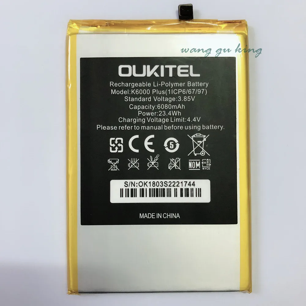 

VBNM Replacement Battery For OUKITEL K6000 plus K6000plus Mobile phone Rechargeable Li-polymer Batteries 6080mAh In stock