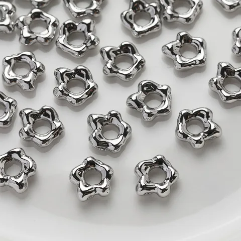 Латунные цветочные бусины 14К позолота  6 шт.