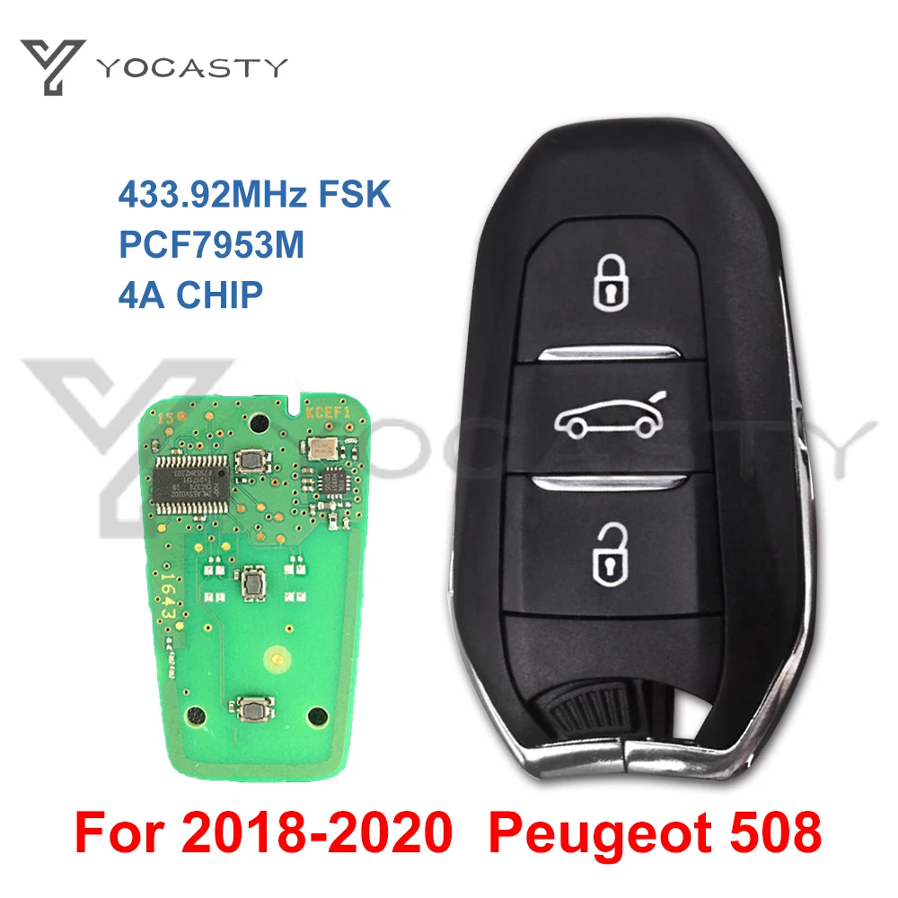 

Умный Автомобильный ключ yocпластика с 3 кнопками для Peugeot 208 301 3008 5008 Expert Citroen C3 C4, БЕСКЛЮЧЕВОЙ Автомобильный ключ 433 МГц, чип 4A