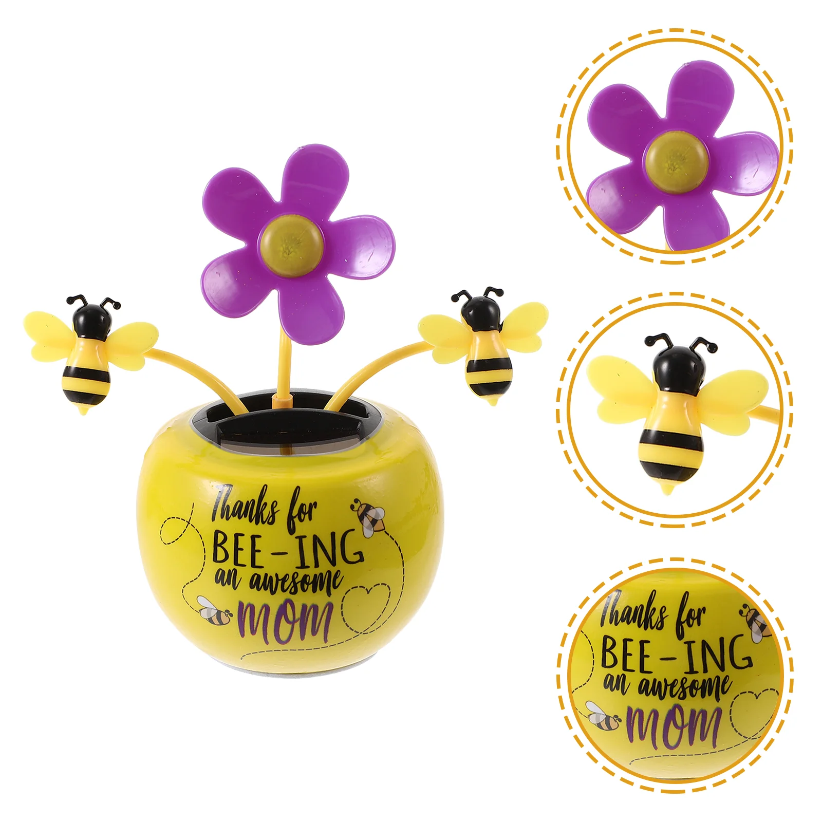 

Car Interior Dashboard Decoration Solar Powered Swinging Bee Sunflower Ornament